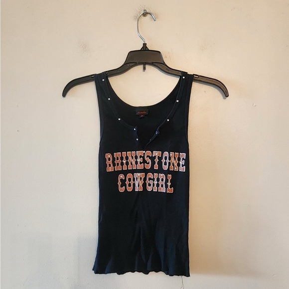 Shameless black rhinestone Cowgirl tank top size small - Picture 1 of 3